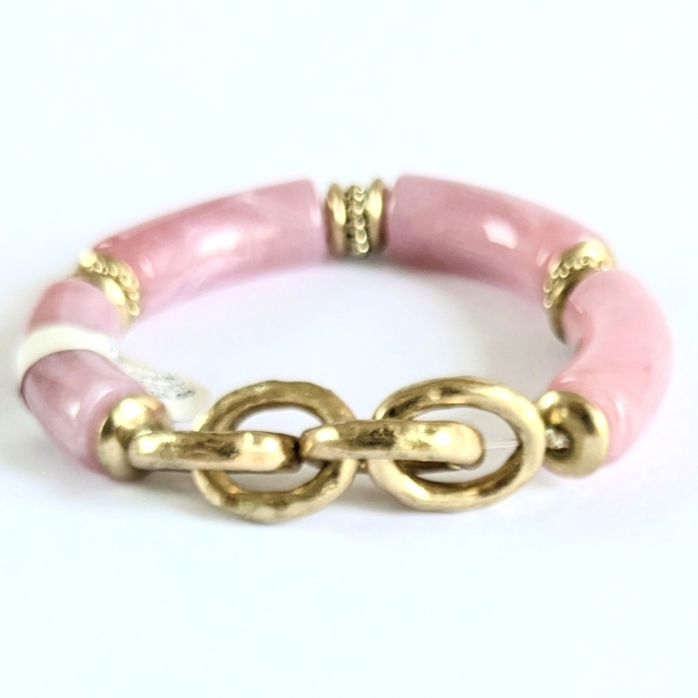 Elegant Pink and Gold Chunky Stretch Bracelet NWT